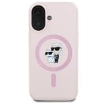 Karl Lagerfeld KLHMP16SSCMKCRHP iPhone 16 6.1" pink hardcase Silicone Karl&Choupette Heads Rin - imagine 3