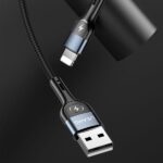 USAMS Braided U48 Lightning Cable 1.2m 2A Fast Charging with LED black SJ423USB01 (US-SJ423) - imagine 8