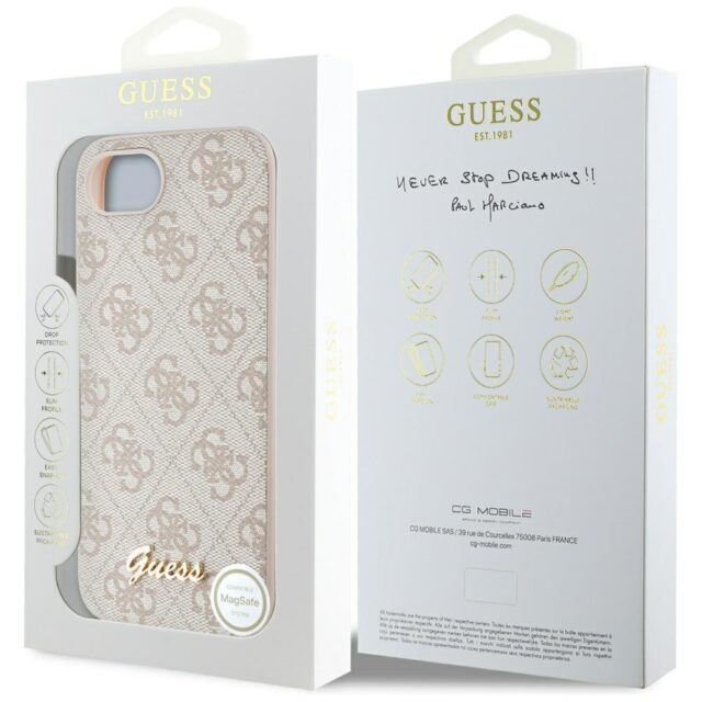 Case Guess 4G Script Logo MagSafe for iPhone 16e pink - imagine 8
