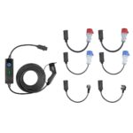 Extralink BS-PCD050 32A 16kW | Three-phase Portable EV Charger With LCD Touch Screen | 6 adaptors, 5m length, Schuko - imagine 3