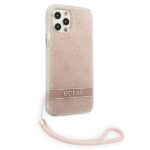 Guess GUOHCP12MH4STP iPhone 12/12 Pro pink hardcase 4G Print Strap - imagine 4