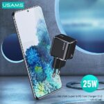 USAMS Wall Charger 1xUSB-C T42 mini 25W (only head) Super SI 5V-3A PD3.0 Fast Charging black CC1 - imagine 4