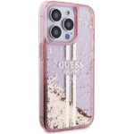 Guess GUHCP15LLFCSEGP iPhone 15 Pro 6.1" pink hardcase Liquid Glitter Gold Stripes - imagine 4
