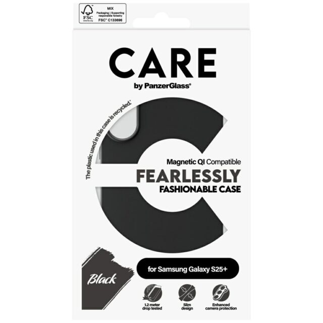 Case CARE by PanzerGlass Fashion QI for Samsung Galaxy S25+ black - imagine 4