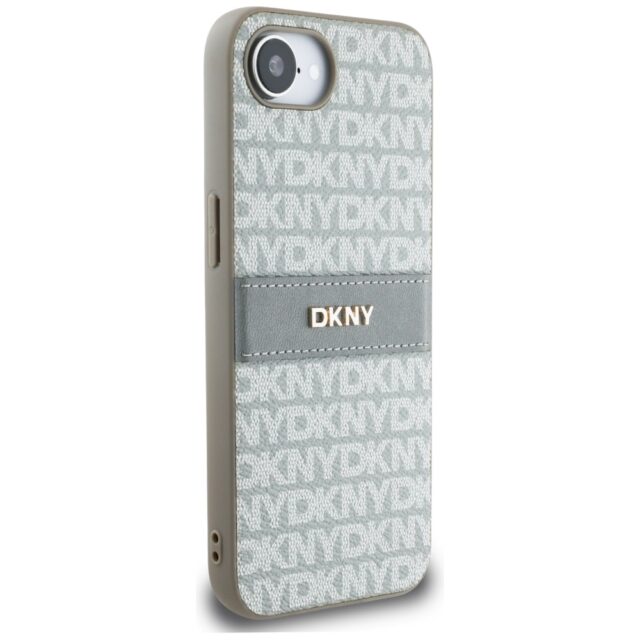 Case DKNY Repeat Texture Pattern with Tonal Stripe for iPhone 16e beige - imagine 4