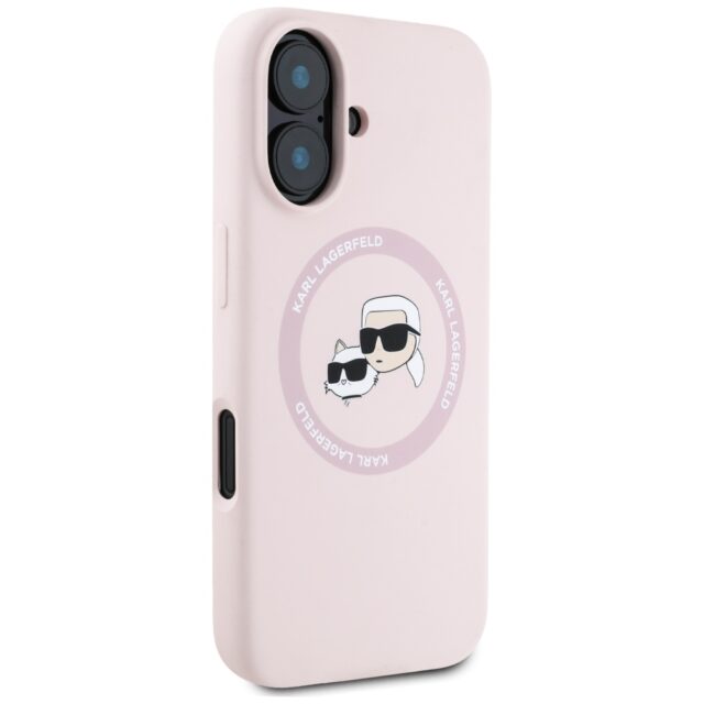 Case Karl Lagerfeld Silicone Double Heads And Circle MagSafe for iPhone 16 pink - imagine 4