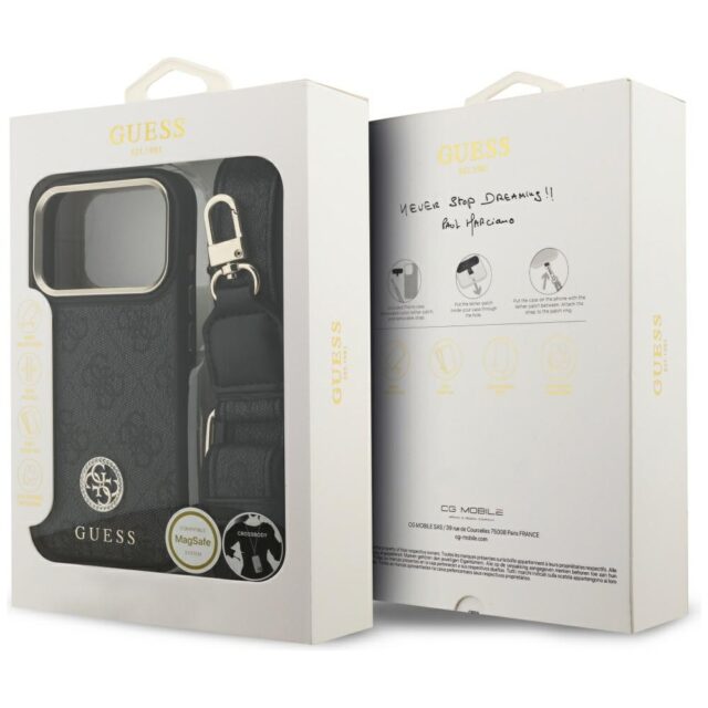 Guess 4G Strass Logo & Big Strap Metal Buttons MagSafe Case for iPhone 17 Pro Black - imagine 9