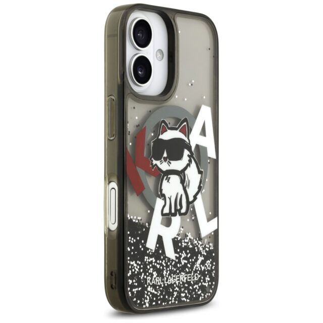 Karl Lagerfeld Liquid Glitter Choupette Logo MagSafe Case for iPhone 17 Black - imagine 4