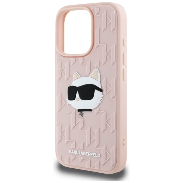 Case Karl Lagerfeld 3D Rubber Monogram & Choupette for iPhone 16 Pro pink - imagine 6