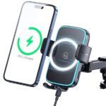 USAMS Car Holder with Wireless Charger Black (CD229) 15W - imagine 3