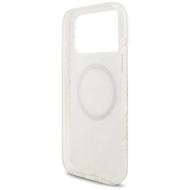 Guess IML Flowers Electro Pearl Strap MagSafe Case for iPhone 17 Pro Max White - imagine 7