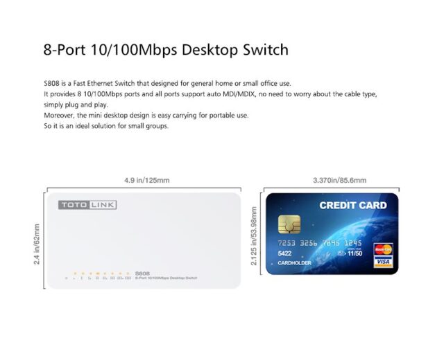 Totolink S808 | Switch | 8x RJ45 100Mb/s, Desktop - imagine 5