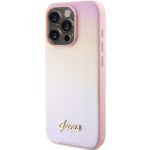 Guess GUHCP15XPSAIRSP iPhone 15 Pro Max 6.7" pink hardcase Saffiano Iridescent Script - imagine 2