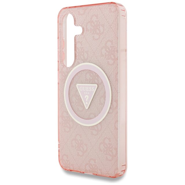 Case Guess 4G Glitter Triangle Buttons MagSafe for Samsung Galaxy S25 pink - imagine 6