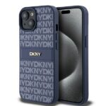 DKNY DKHCP15SPRTHSLB iPhone 15 / 14 / 13 6.1 inch blue hardcase Leather Mono Stripe & Metal Logo