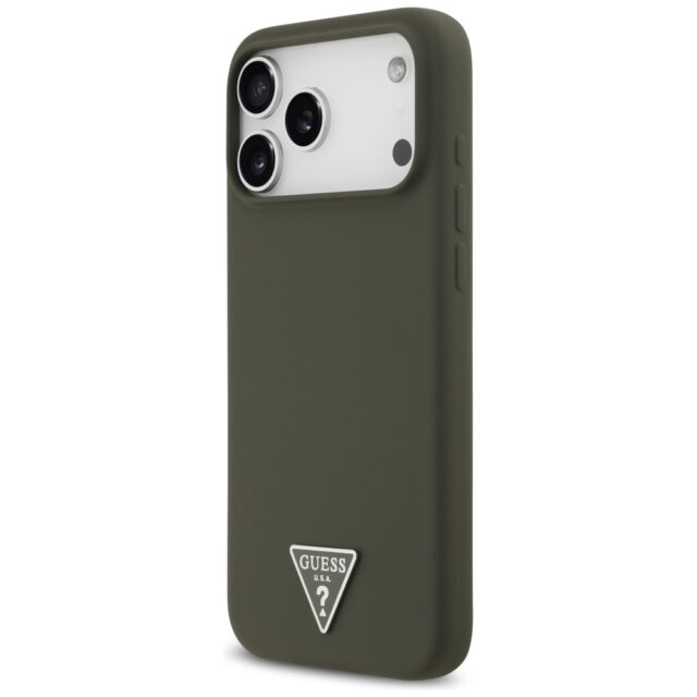 Case Guess Silicone Triangle Logo MagSafe for iPhone 17 Pro Max khaki - imagine 2
