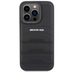 AMG AMHCP15LGSEBK iPhone 15 Pro 6.1" black hardcase with Leather Debossed Lines - imagine 3
