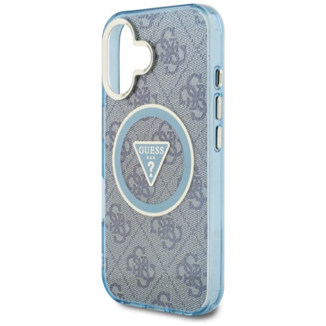 Case Guess IML Metal Glitter 4G Circle Triangle MagSafe for iPhone 16 blue - imagine 6