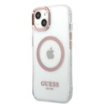 Guess GUHMP13MHTRMP iPhone 13 / 14 / 15 6.1"pink hard case Metal Outline Magsafe - imagine 2
