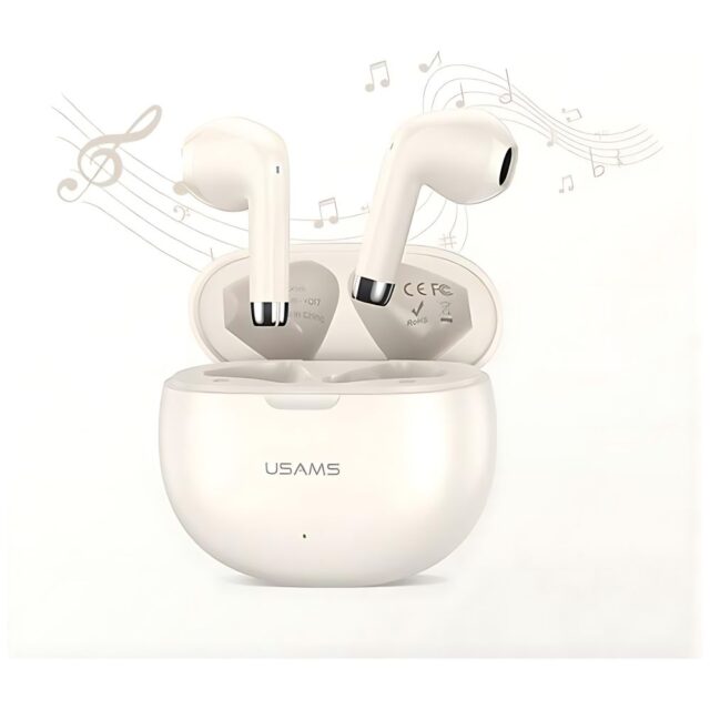 USAMS Bluetooth 5.3 Headphones TWSRhymbo Series Wireless Beige/Beige BHUYO02 (US-YO17) - imagine 10