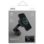 UNIQ Magnetic holder sam Magneo with wireless charging 3in1 car dash & vent mount grey - imagine 10