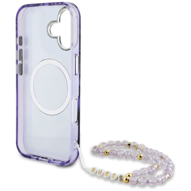 Case Guess Palm Trees Triangle Pearl Strap MagSafe for iPhone 16 purple - imagine 6