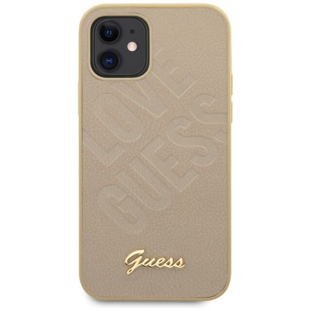 Guess GUHCP12SPUILGLG iPhone 12 mini 5,4" gold hardcase Iridescent Love Script Gold Logo - imagine 3