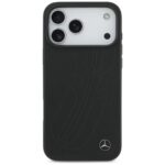 Mercedes Leather Large Laurel Leave MagSafe Case for iPhone 17 Pro Max Black - imagine 3