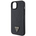 Guess GUHCP15SPCRTHCK iPhone 15 / 14 / 13 6.1" black hardcase Croco Triangle Metal Logo - imagine 6