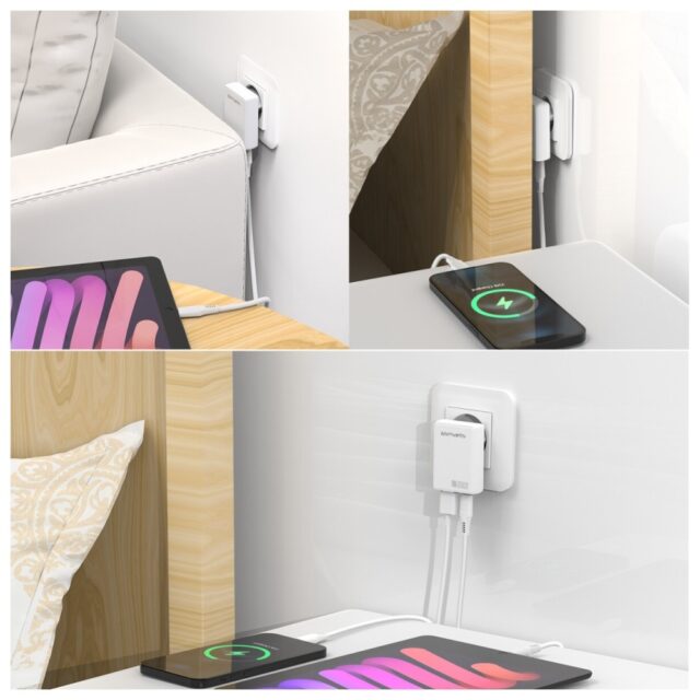 Wall Charger 4smarts FlatPlug Duos 20W GaN USB-C + USB-A white - imagine 6