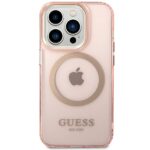Guess GUHMP14XHTCMP iPhone 14 Pro Max 6,7" pink hard case Gold Outline Translucent MagSafe - imagine 3