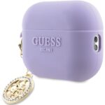 Guess GUAP23DSLGHDU AirPods Pro 2 (2022/2023) cover purple 3D Rubber 4G Diamond Charm - imagine 3