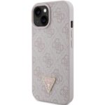 Guess GUHCP15SP4TDPP iPhone 15 / 14 / 13 6.1" pink hardcase Leather 4G Triangle Strass - imagine 2