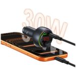 Car charger USAMS CC328 30W 1xUSB-A 1xUSB-C Bluetooth FM tarnish - imagine 3