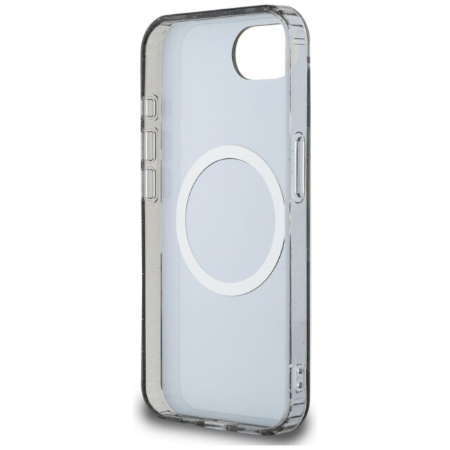 Case Guess IML Metal Glitter Flowers Triangle MagSafe for iPhone 16e black - imagine 7