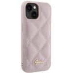 Guess GUHCP15SPSQSQSP iPhone 15 / 14 / 13 6.1" pink hardcase Quilted Metal Logo - imagine 4