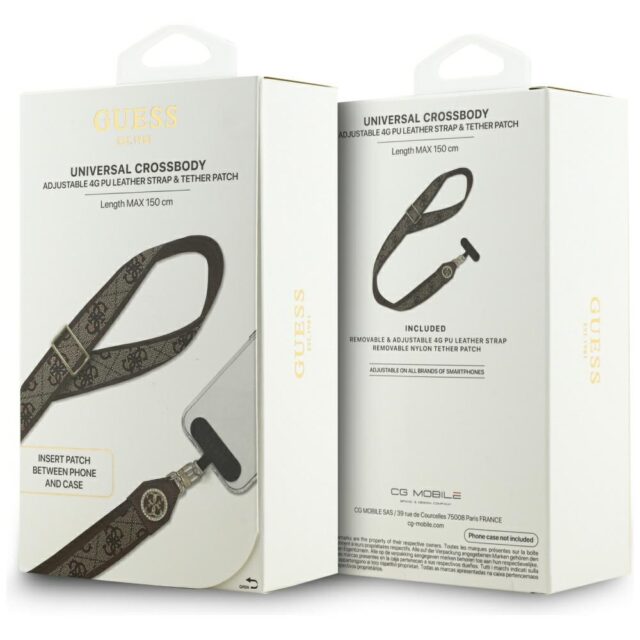 Universal lanyard Guess CBDY 4G Tether Patch Strass Metal Logo brown - imagine 5