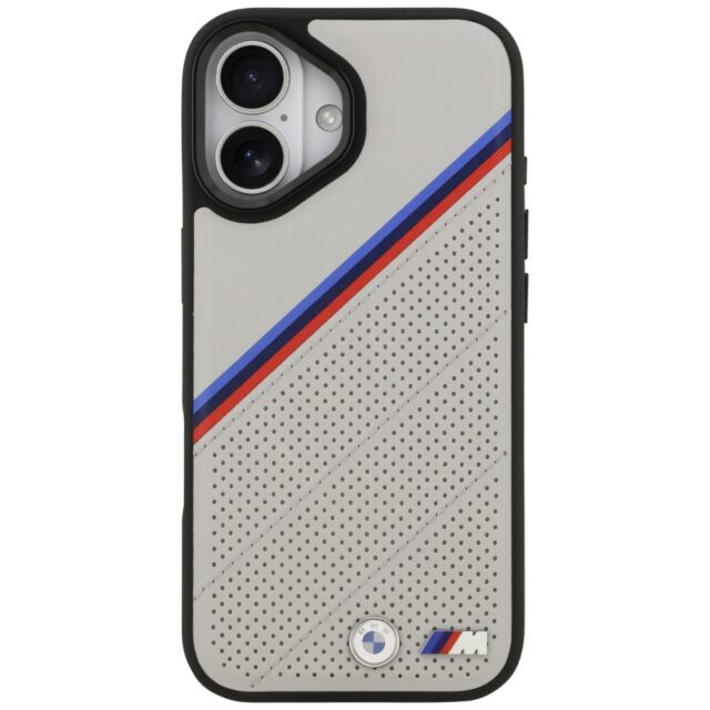 BMW M Tricolor Metal Logo MagSafe Case for iPhone 17 Gray - imagine 3
