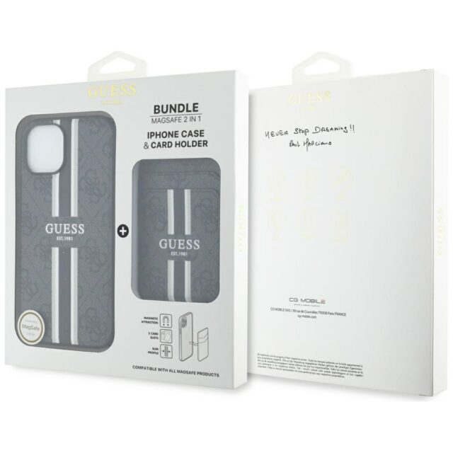 Case Guess 4G Stripes with wallet Magsafe for iPhone 15 black - imagine 6