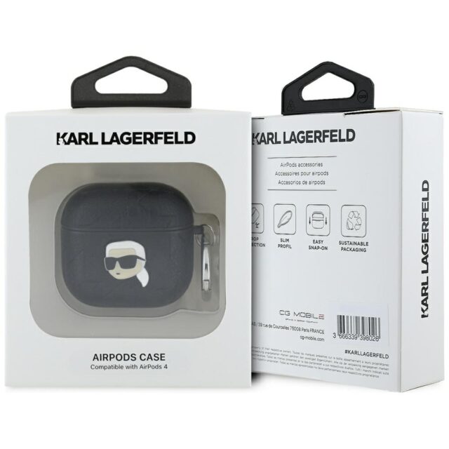 Karl Lagerfeld Monogram Karl Head Case for AirPods 4 Black - imagine 3