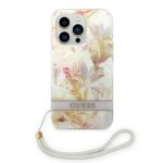 Guess GUOHCP14LHFLSU iPhone 14 Pro 6,1" purple hardcase Flower Strap - imagine 2