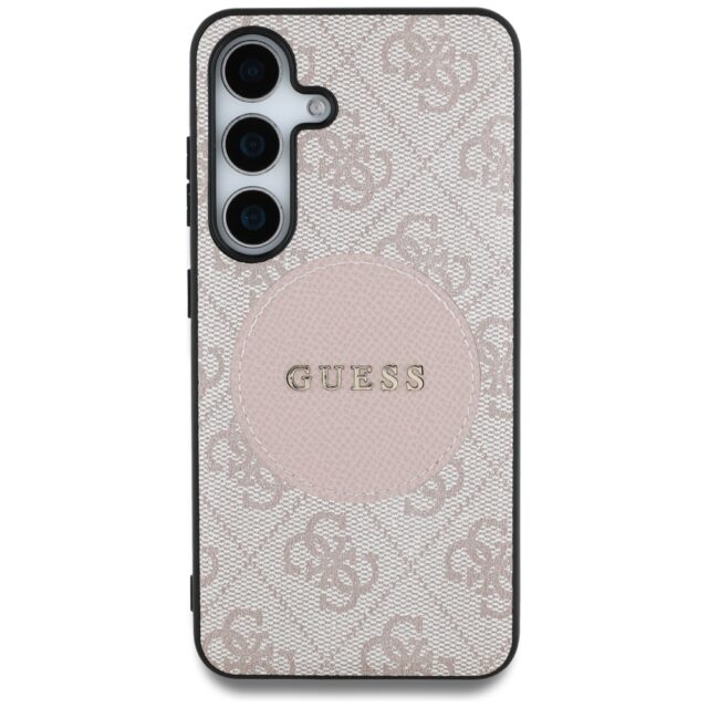 Case Guess 4G Round Patch Classic Logo MagSafe to Samsung Galaxy S25 Plus pink - imagine 3