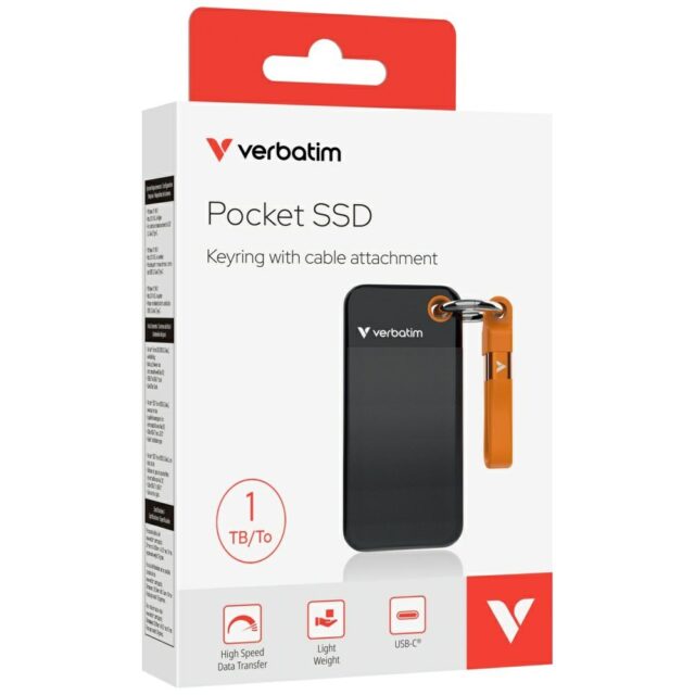 Verbatim 1TB SSD Drive - Keychain with USB 3.2 Gen.2 Cable Black-Orange 321 - imagine 6