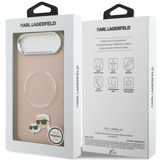 Karl Lagerfeld Karl & Choupette Pins MagSafe Case for iPhone Air Pink - imagine 8