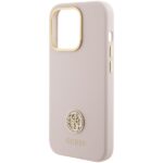 Guess GUHCP15LM4DGPP iPhone 15 Pro 6.1" pink hardcase Silicone Logo Strass 4G - imagine 6