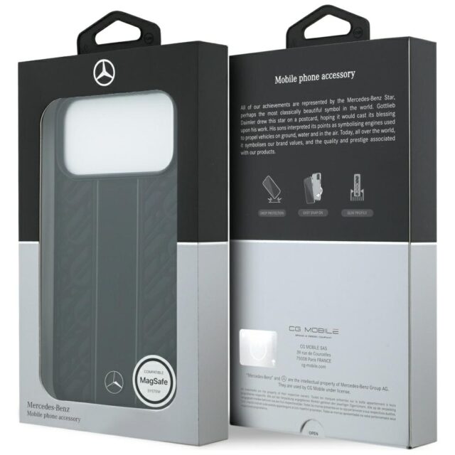 Mercedes Leather Laurel Leaves Stripes MagSafe Case for iPhone 17 Pro Max Black - imagine 8