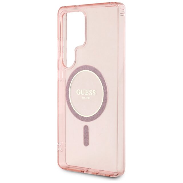 Case Guess Glitter Circle Classic Logo MagSafe for Samsung Galaxy S25 Ultra pink - imagine 6