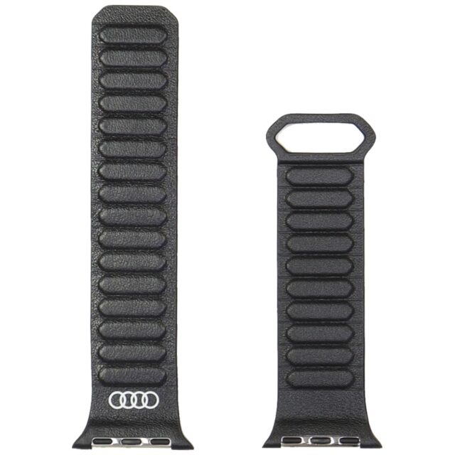 Strap Audi Logo Genuine Leather Magnetic Ring for Apple Watch 40/41/42mm black - imagine 3