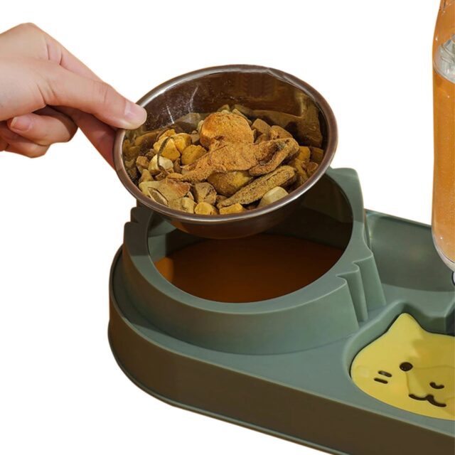 Double Dog Cat Bowl Extralink Pets, Water Food Bowl with Water Dispenser Pet-822 - imagine 3