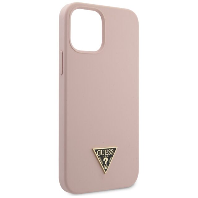 Guess GUHCP12LLSTMLP iPhone 12 Pro Max 6,7" light pink hardcase Silicone Triangle Logo - imagine 2